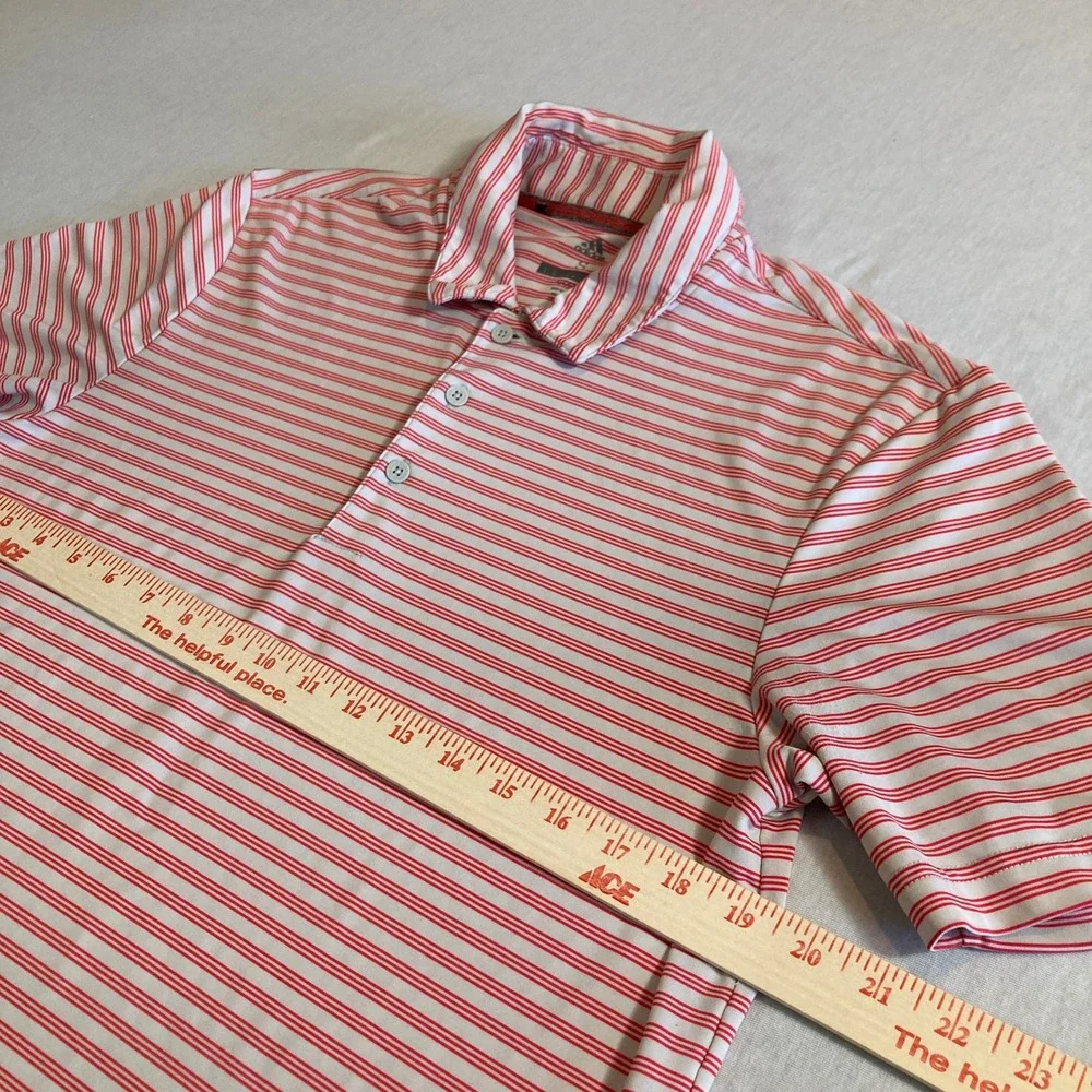 Adidas Golf Mens Small Red‎ White Striped Performance Polo Shirt CD3368